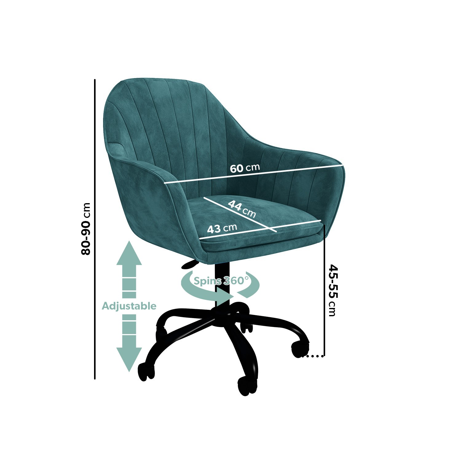 Read more about Teal velvet office chair with arms logan